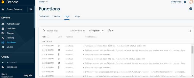 FirebaseCloudFnLog